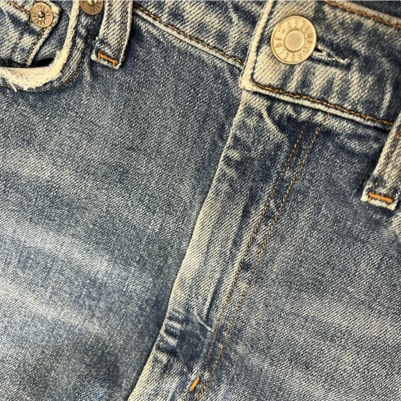 AGOLDE Pinch Waist High Rise Kick Jeans Womens Size 27 Raw Hem Ankle Crop Denim - Picture 15 of 16